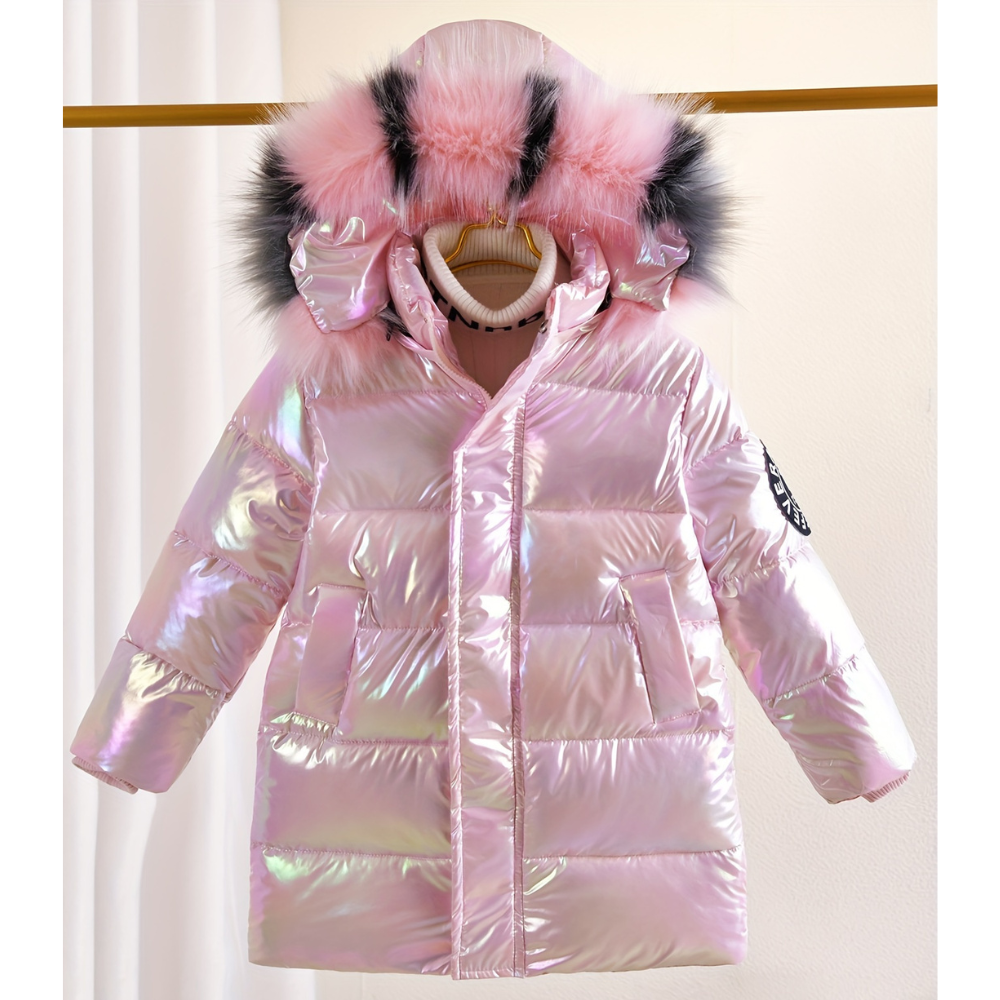 Fina - Mädchen Jacke Metallic Lila Mit Kapuze