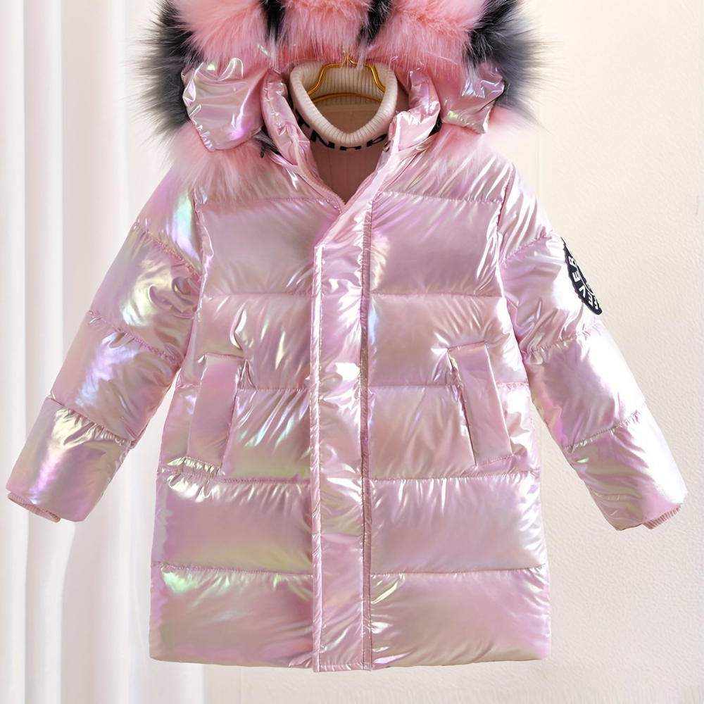 Fina - Mädchen Jacke Metallic Lila Mit Kapuze