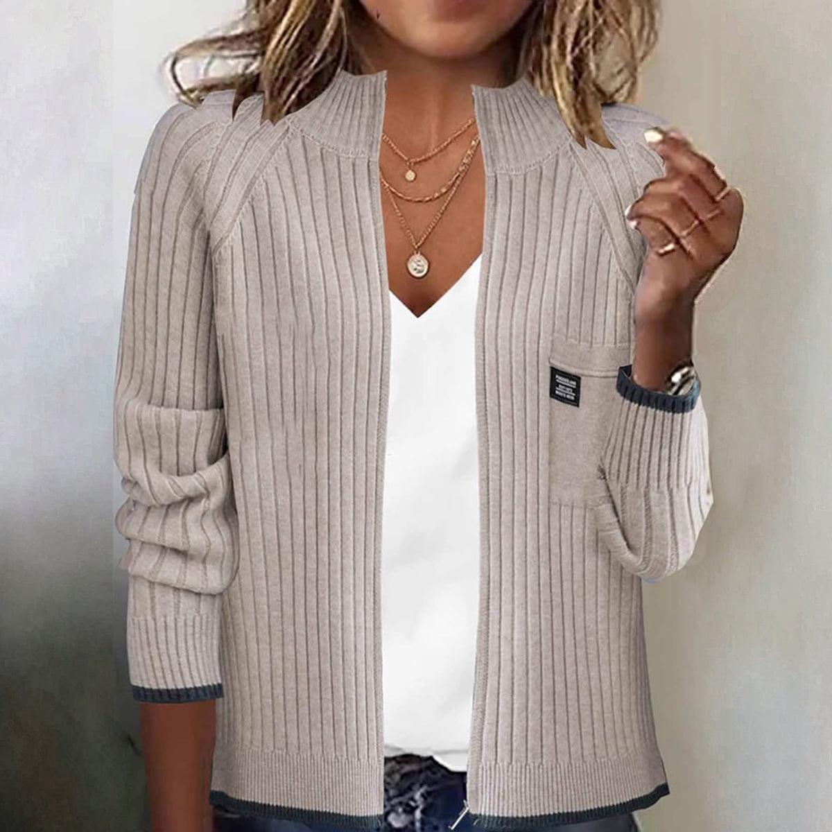 Gerti – Retro-Cardigan mit langen Ärmeln in Beige