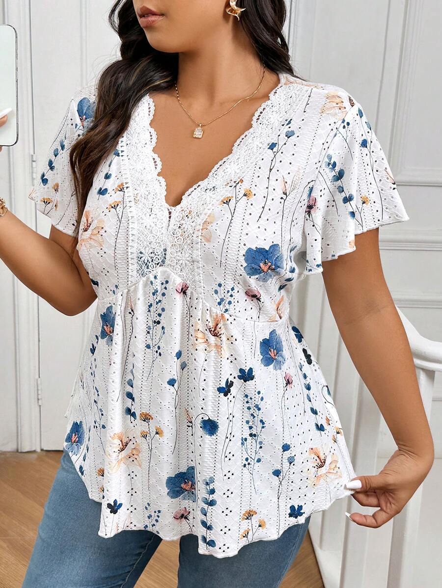 Gina – Rüschen Shirt Damen Floral Plus Size Sommer