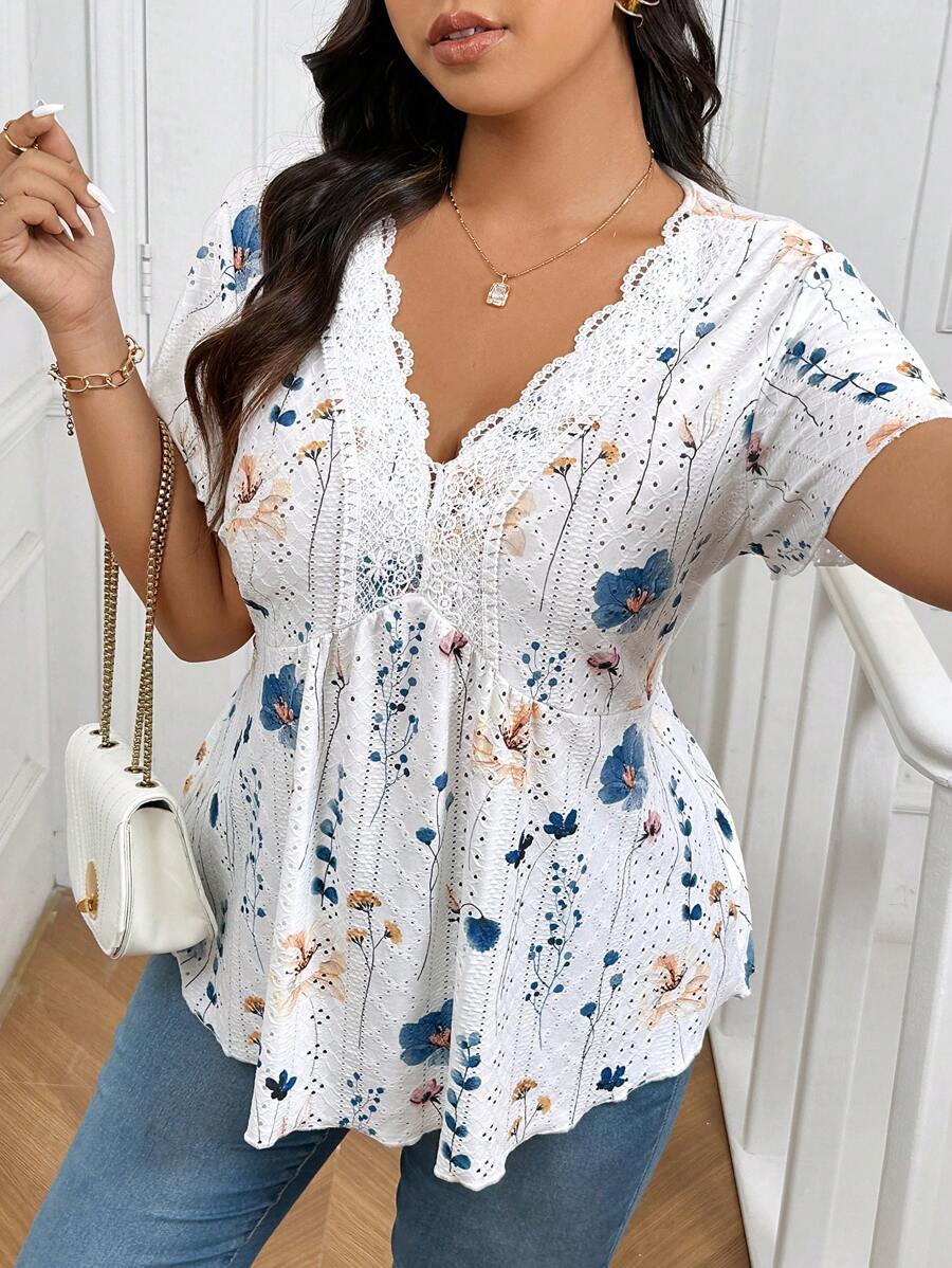Gina – Rüschen Shirt Damen Floral Plus Size Sommer