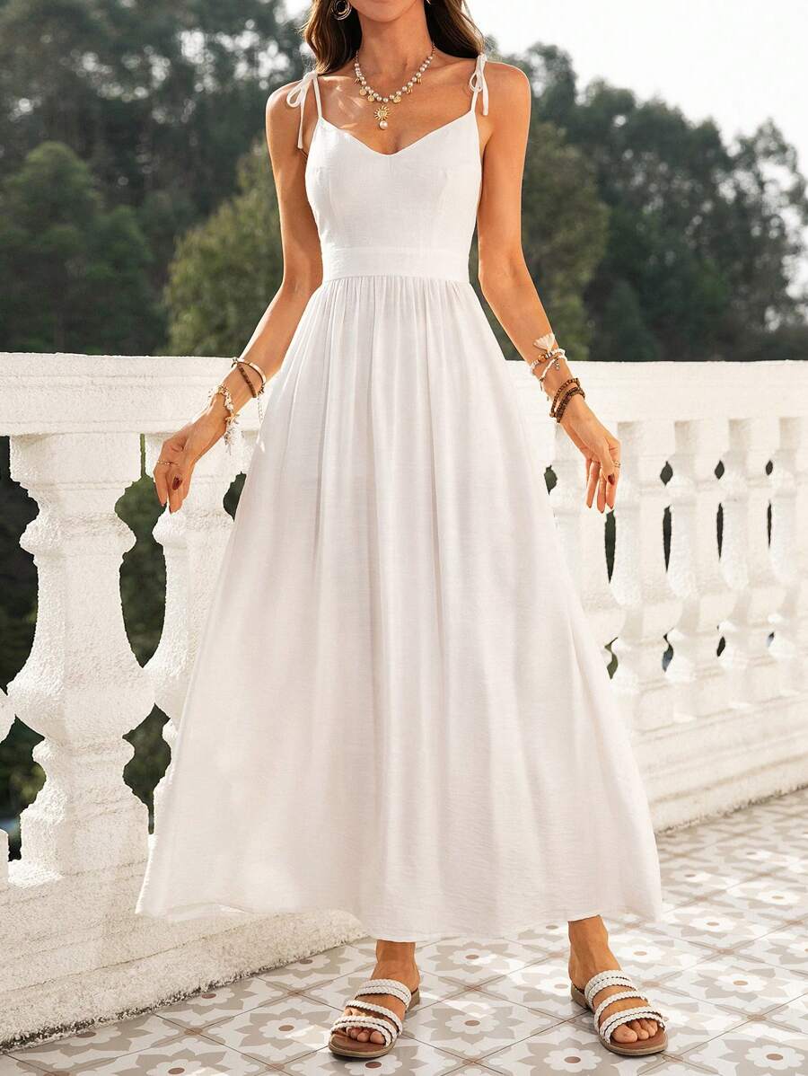Klara – Rückenfreies Strandkleid Damen V-Ausschnitt Mit Raffung
