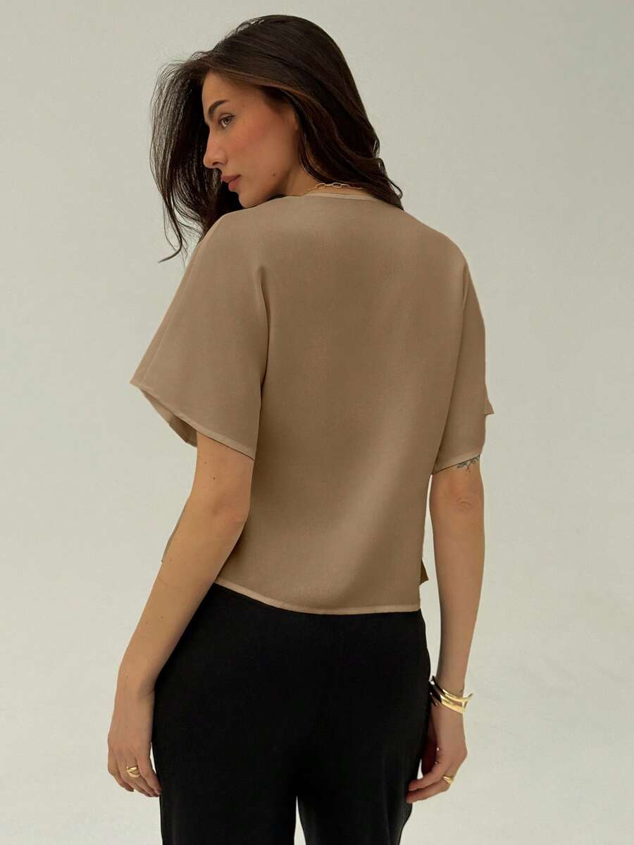 Pauline – Elegantes Damen Hemd Fledermausärmel Doppelreiher Minimal