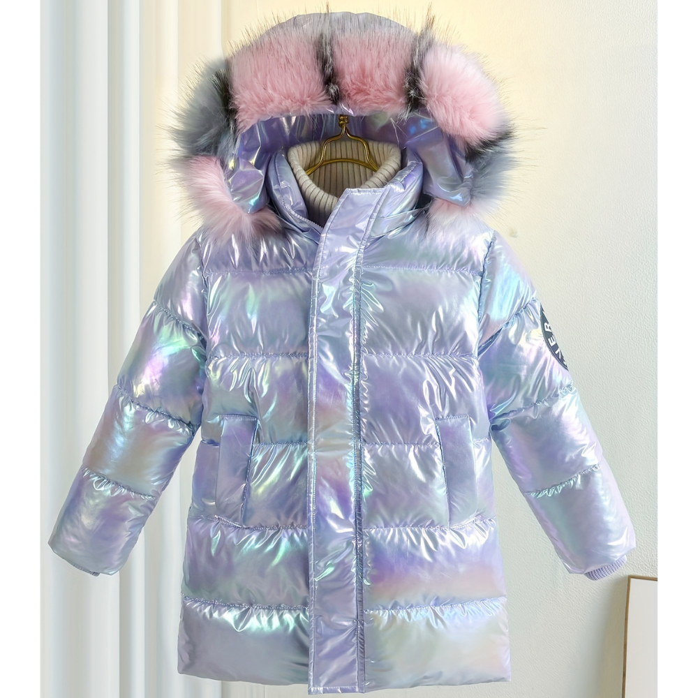 Fina - Mädchen Jacke Metallic Lila Mit Kapuze