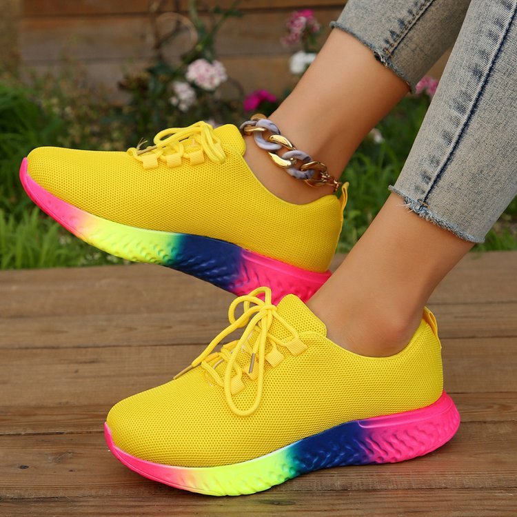 Klementine - Damen Kunstleder Sneaker mit Regenbogensohle