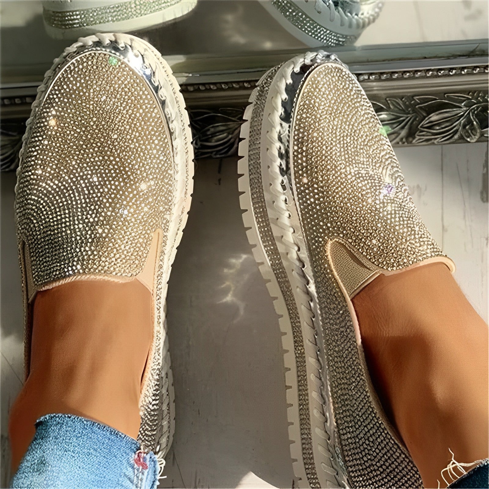 Camille - Glitzernde Diamant-Loafer