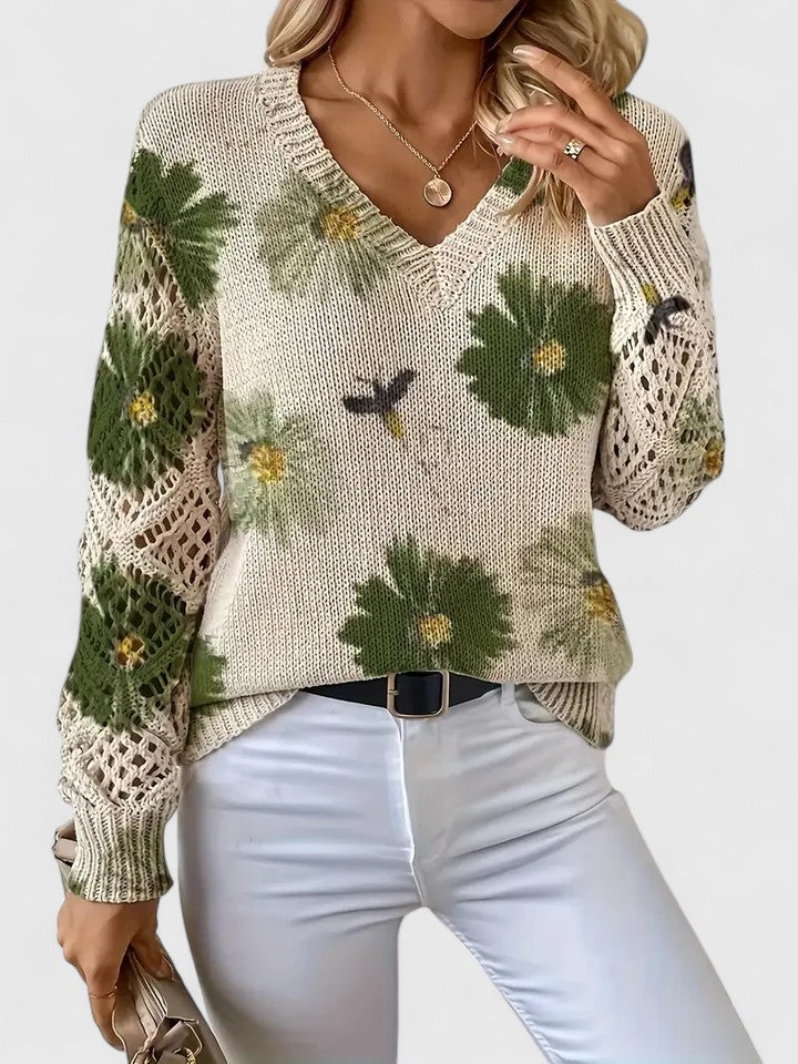 Ariane – Eleganter Pullover Mit Blumendruck