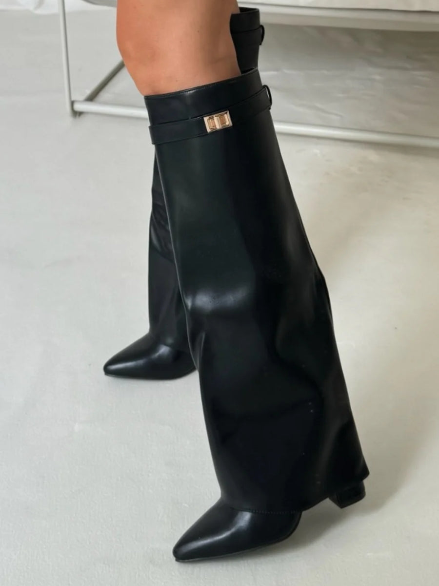 Olga – Elegante Damenstiefel Mit Goldenen Akzenten