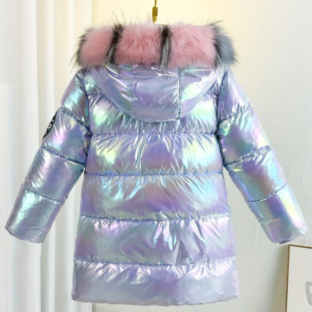 Fina - Mädchen Jacke Metallic Lila Mit Kapuze