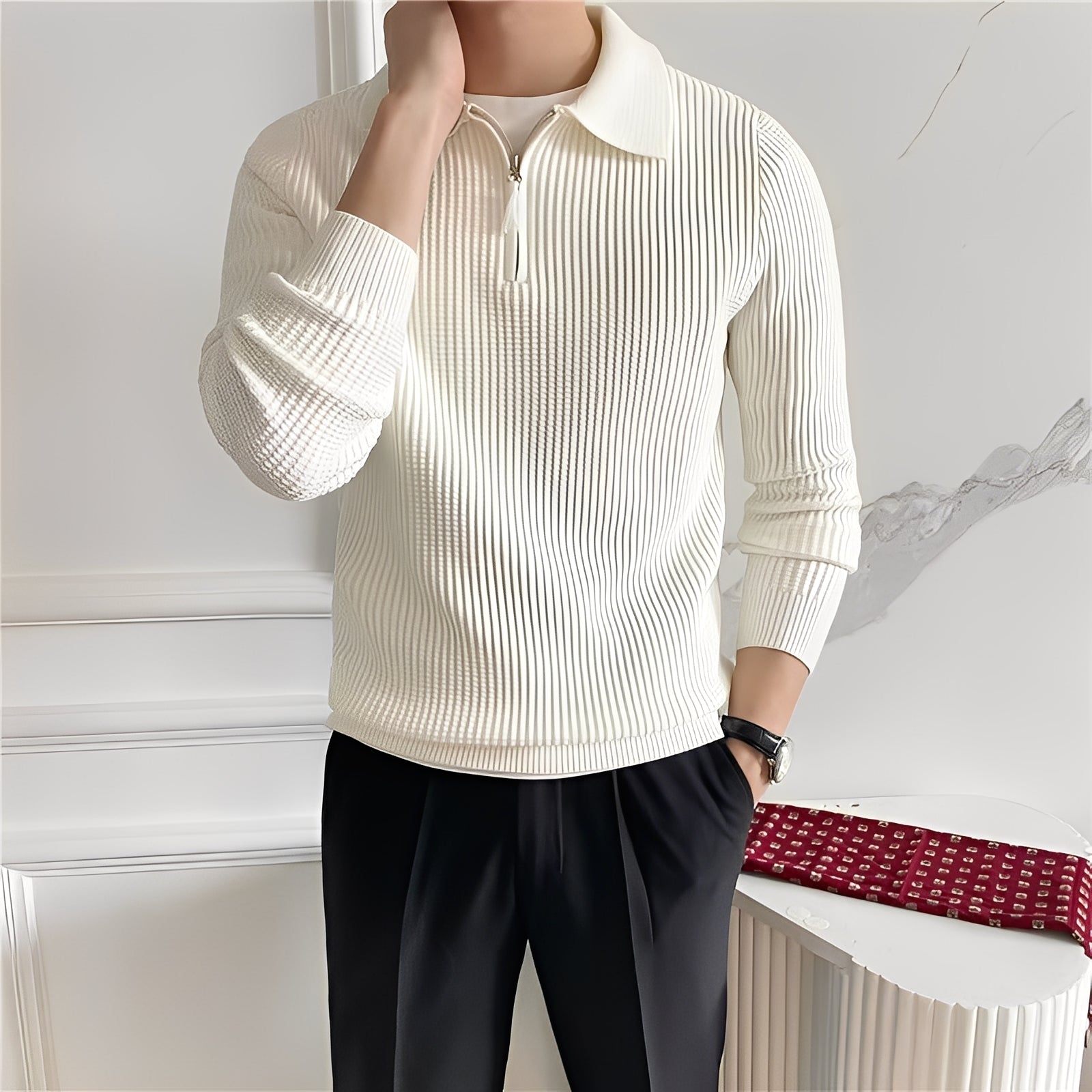 Emil – Eleganter Strickpullover mit Reißverschluss