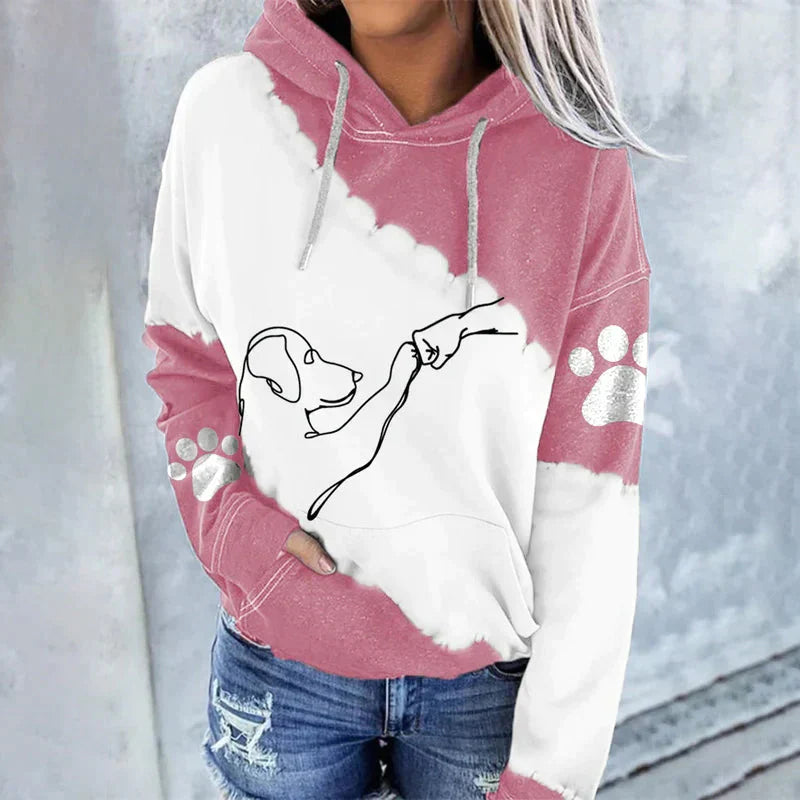 Ulrika – Trendiger lockerer Hoodie mit Hundeaufdruck