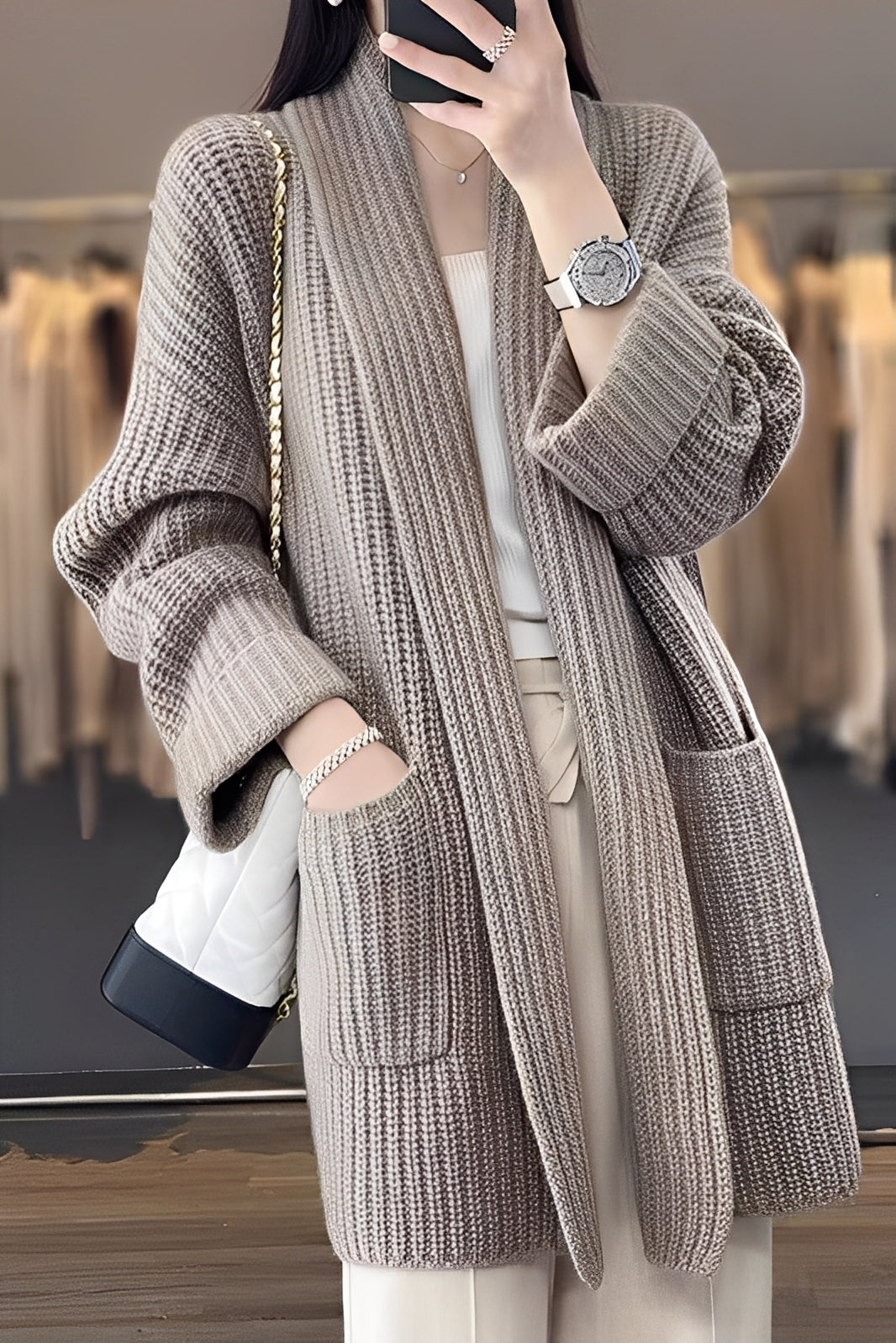 Edith – Eleganter Langer Cardigan Für Damen