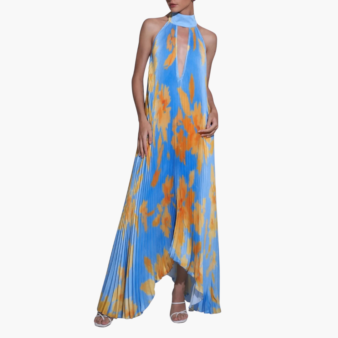 Felicitas – Sommerliches Plisseekleid mit Blumenmuster