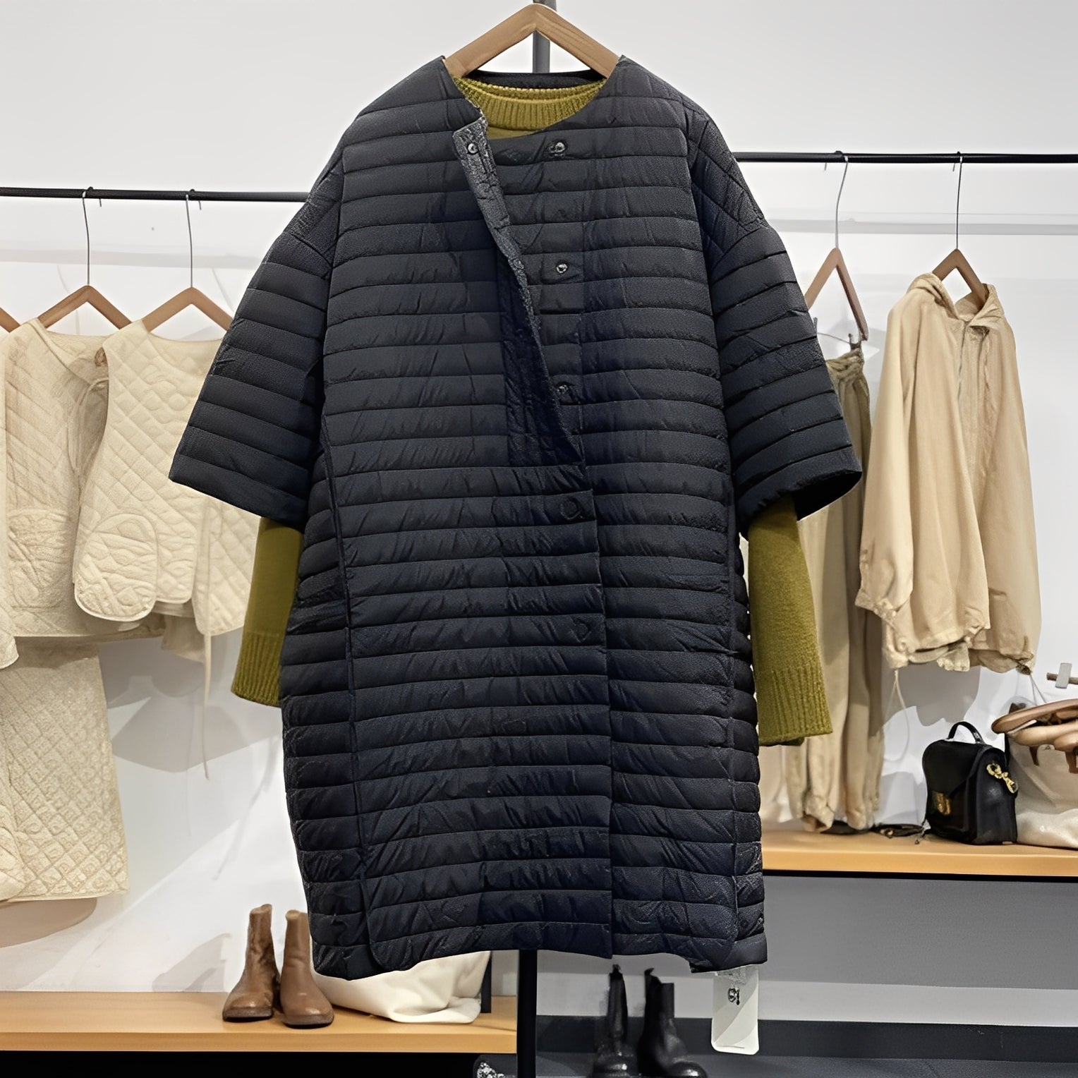 Juli - Bequemer Damenmantel in großen Größen mit Knöpfen