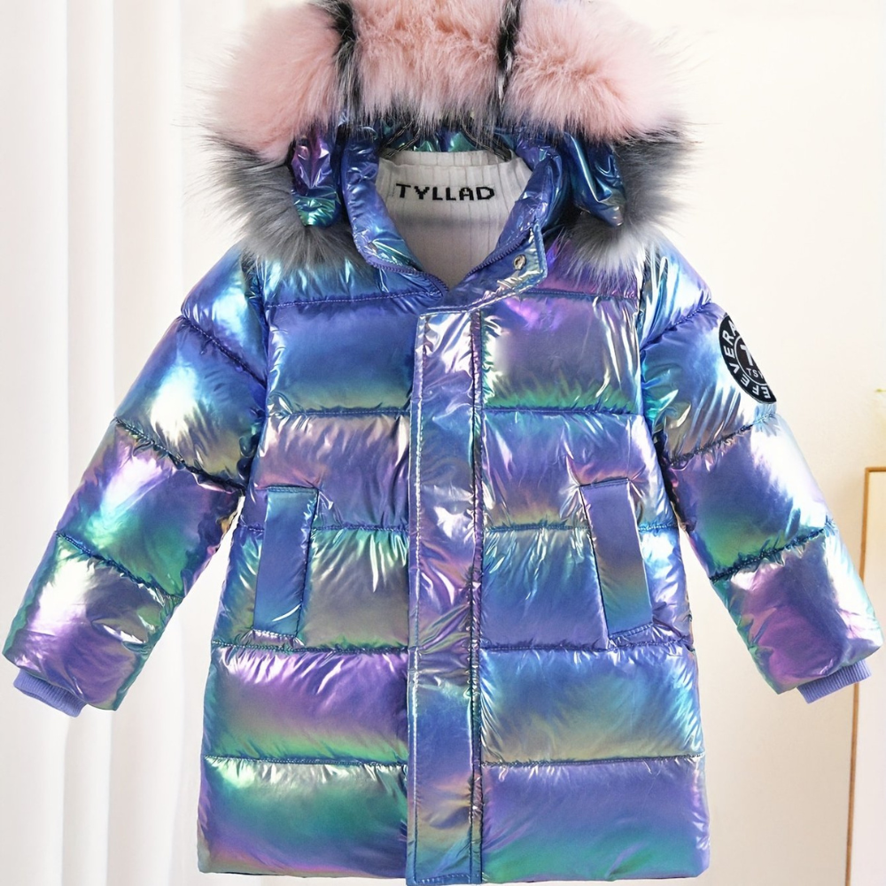 Fina - Mädchen Jacke Metallic Lila Mit Kapuze
