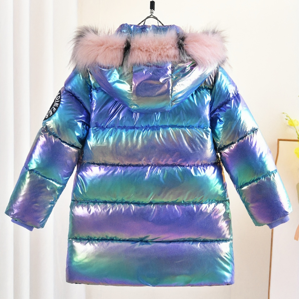 Fina - Mädchen Jacke Metallic Lila Mit Kapuze