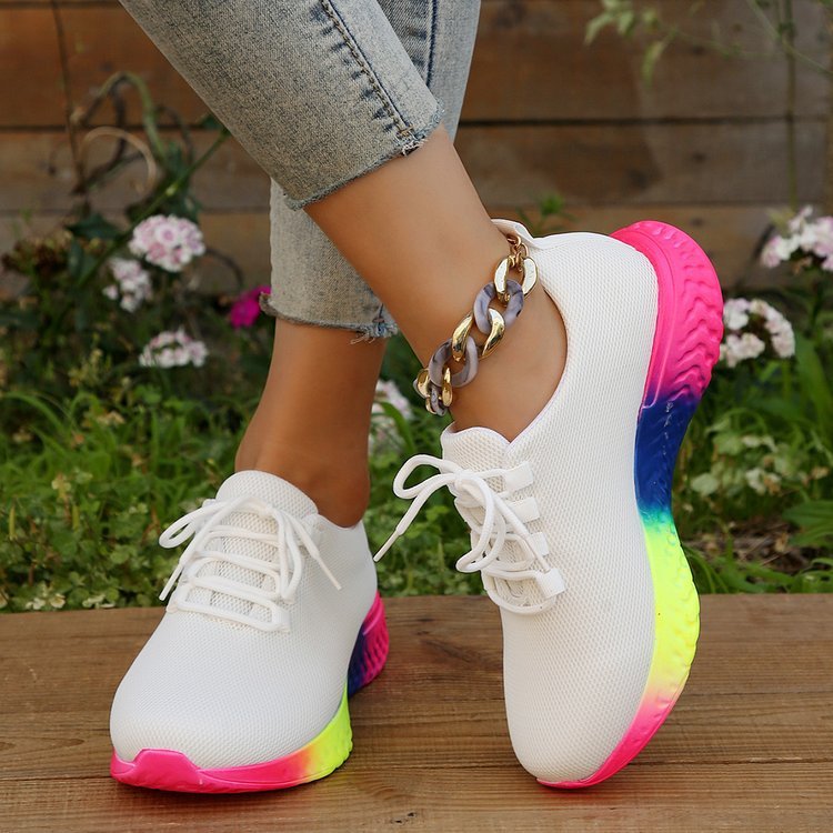 Klementine - Damen Kunstleder Sneaker mit Regenbogensohle