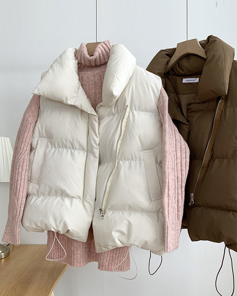 Lena – Einfache ärmellose Steppjacke mit Reißverschlusstasche