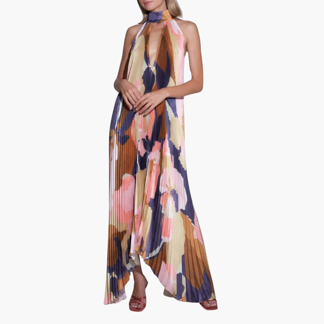 Felicitas – Sommerliches Plisseekleid mit Blumenmuster