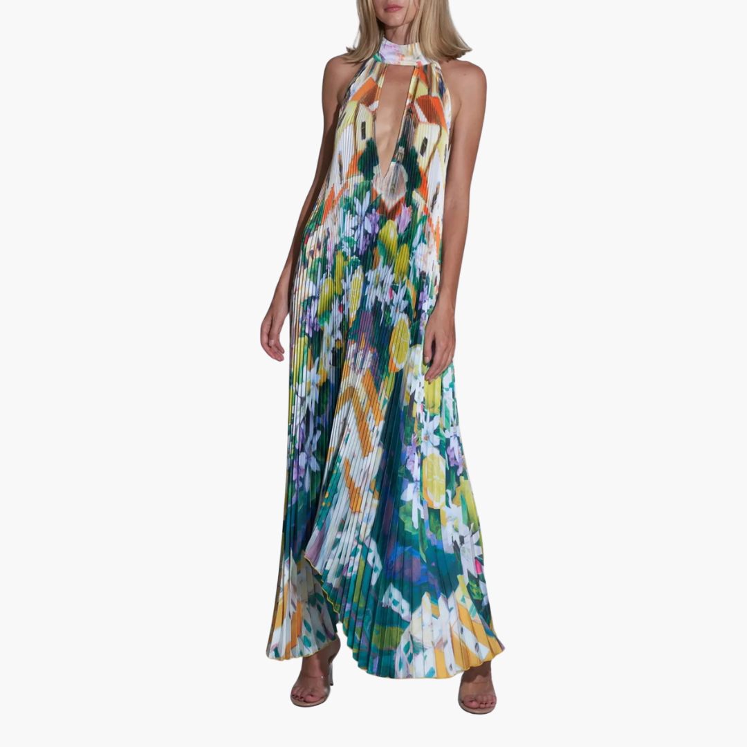 Felicitas – Sommerliches Plisseekleid mit Blumenmuster