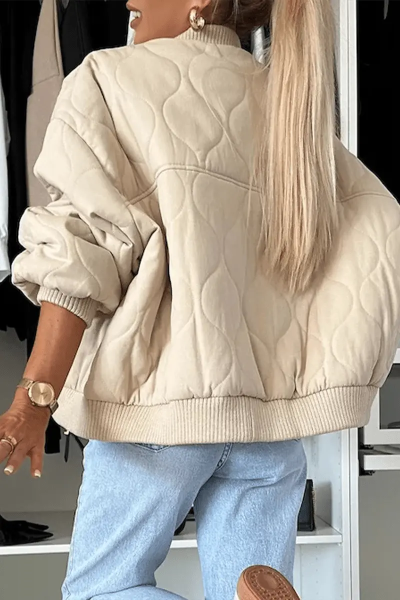 Aileen - Stilvolle Gepolsterte Bomberjacke Für Damen Khaki