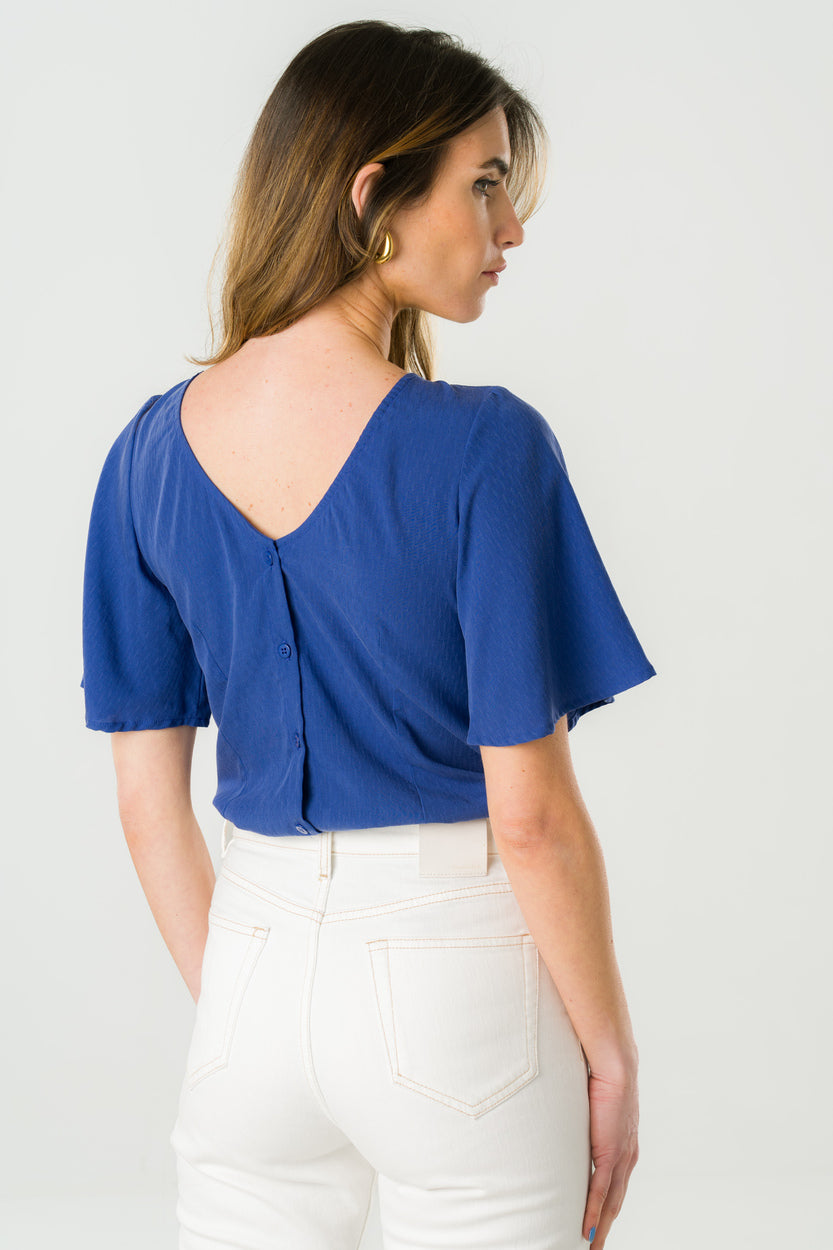 Alba – blaue Wende-Bluse aus 100 % Tencel 4