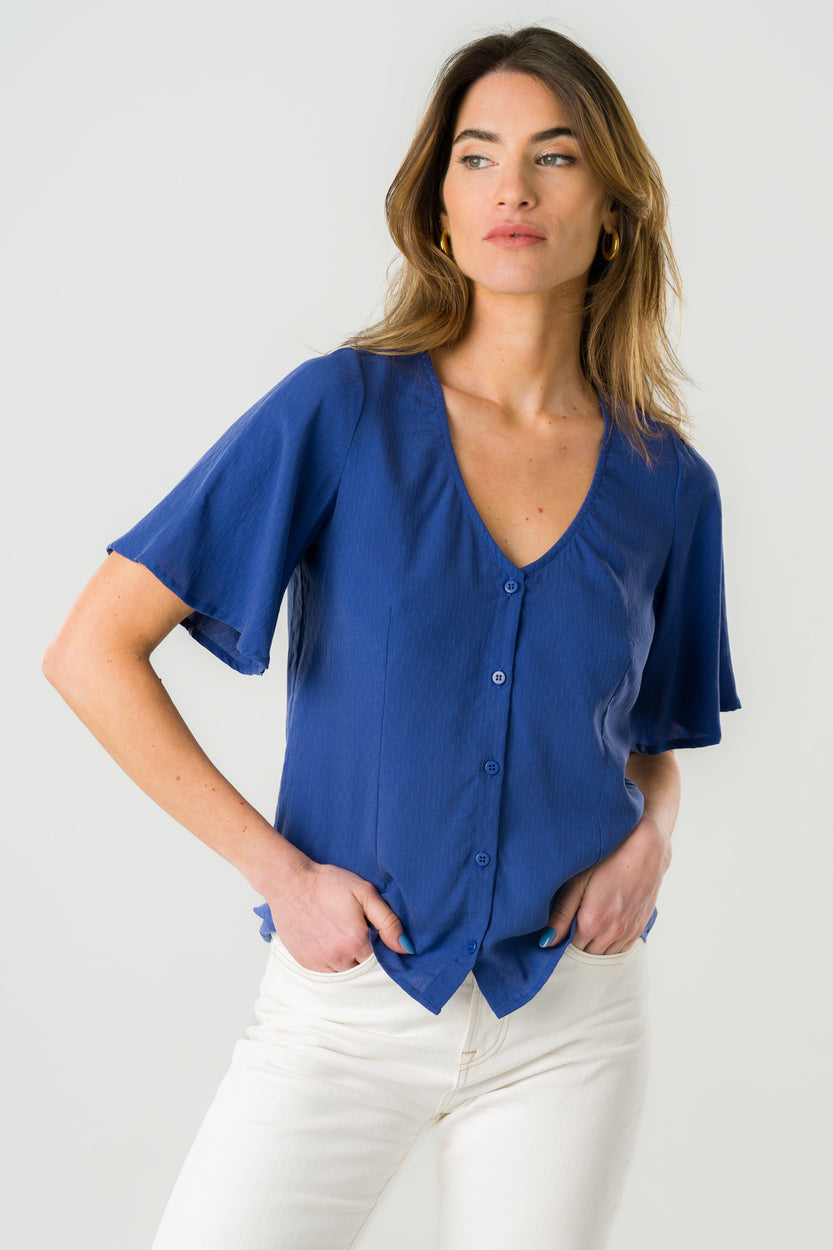 Alba – blaue Wende-Bluse aus 100 % Tencel 5
