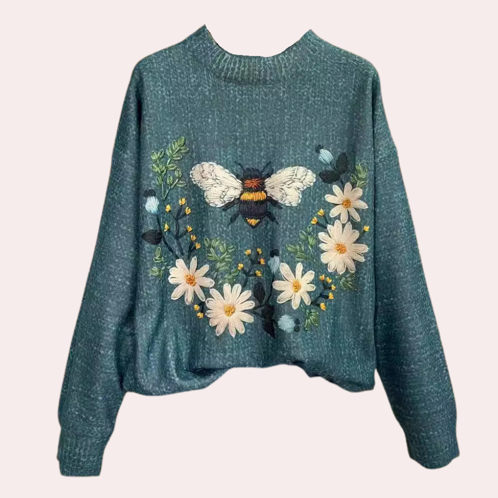 Corinna – Damenpullover Mit Blumenmuster