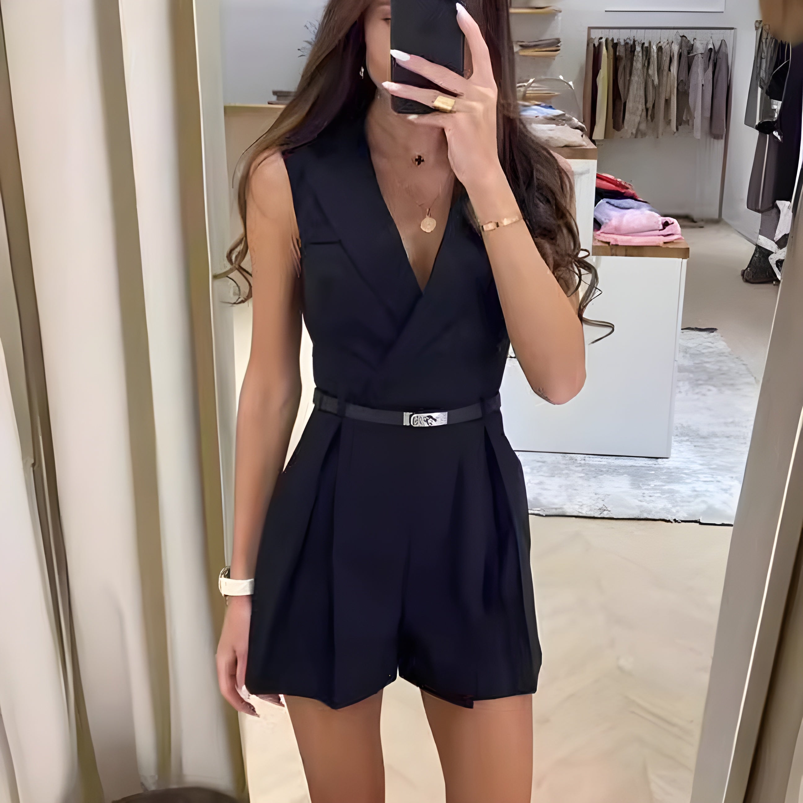 Angelika – Regina Romper mit Gürtel für Damen Schwarz 2