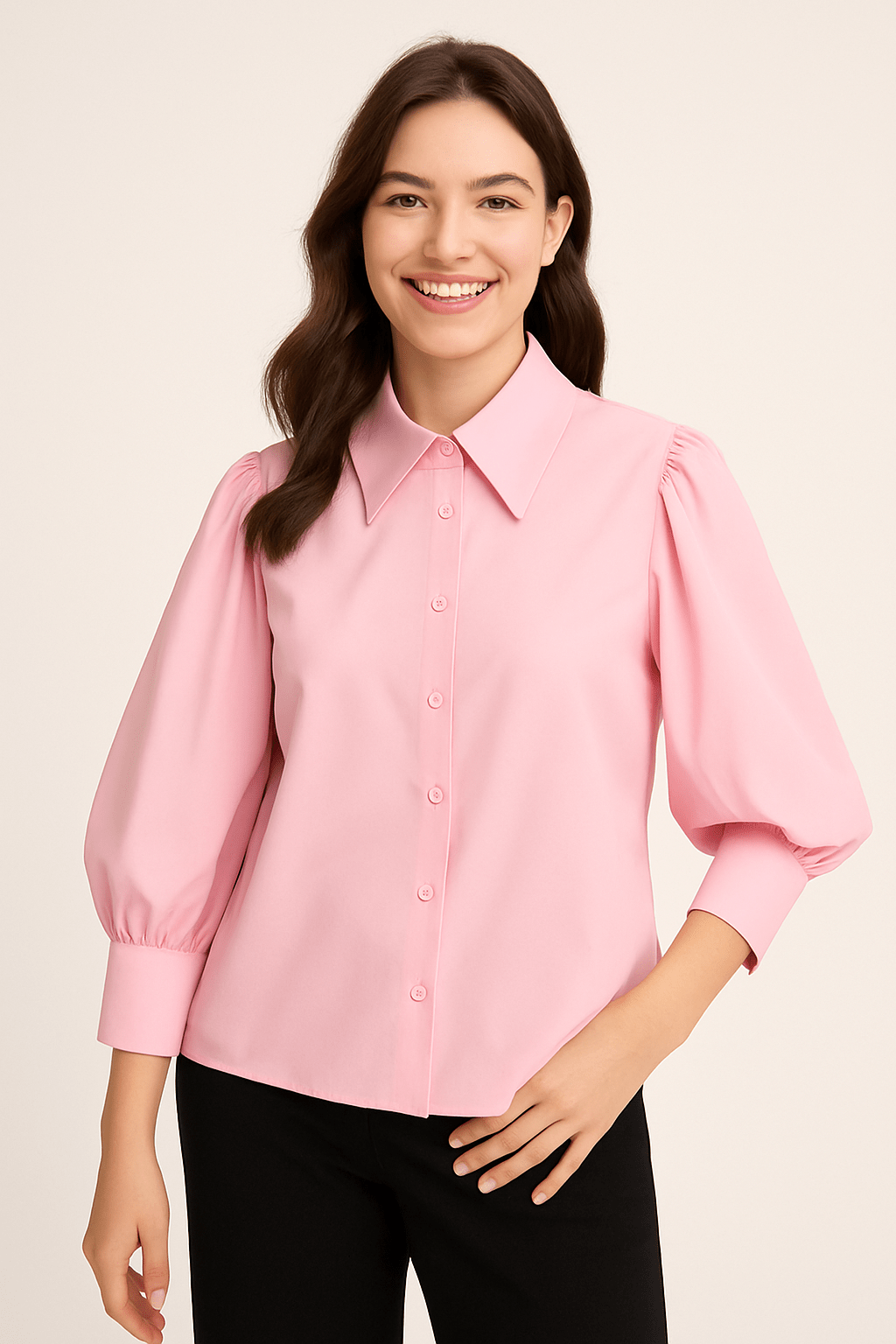 Balbina- Francien Bluse gestreift mit Puffärmeln 5