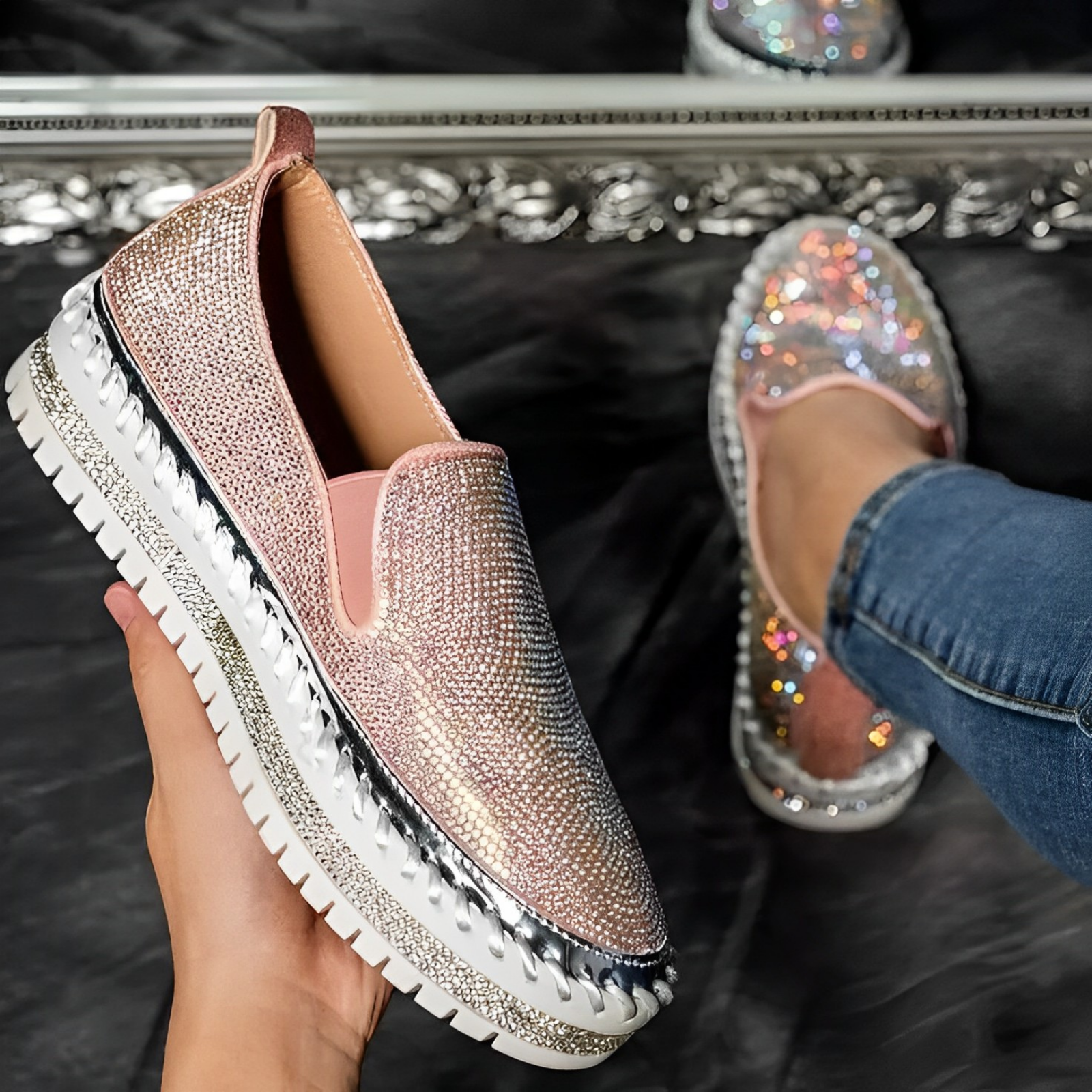Camille - Glitzernde Diamant-Loafer
