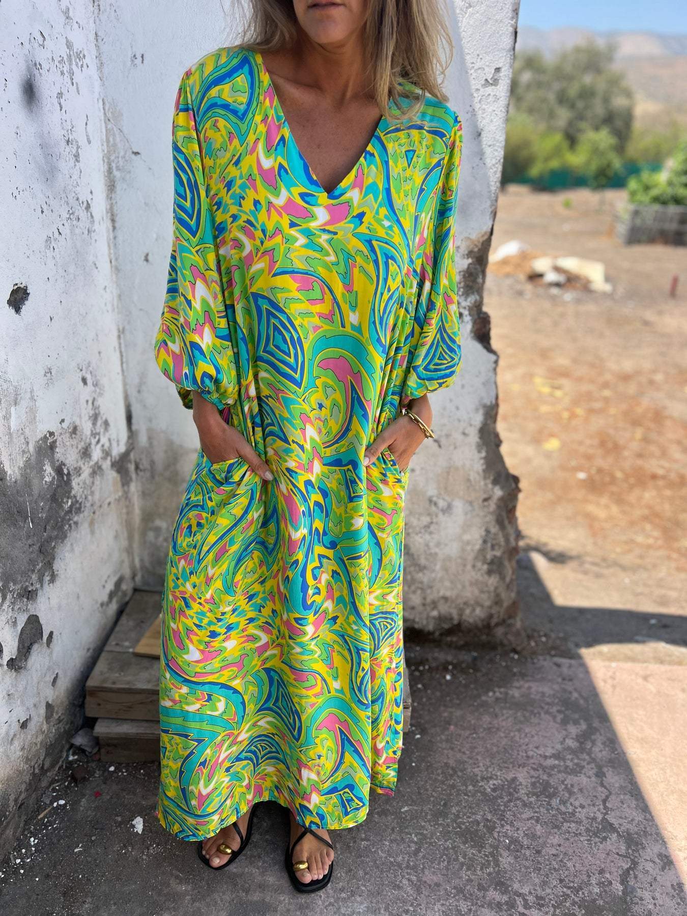 Beatrix- Damen Maxi Kleid im trendigen Boho Style Grün 1-0-cib_c94b9a4f-0e3f-4b12-8ce0-37dfe177e18d