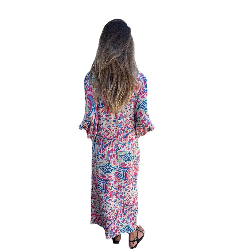 Beatrix- Damen Maxi Kleid im trendigen Boho Style Lila 1