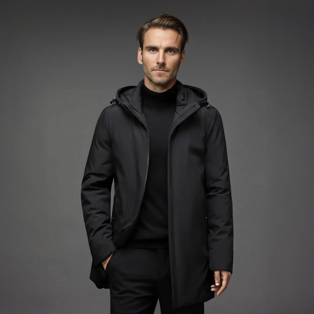 Beatus – Warmer Winter Parka Mantel für Herren Schwarz