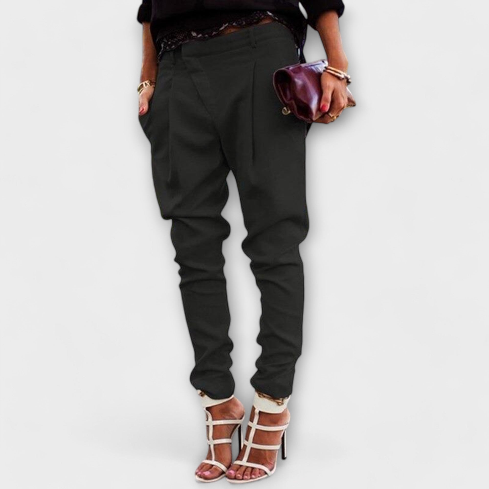 Bellona – Elegante Damen-Bundhose mit hohem Sitz Schwarz
