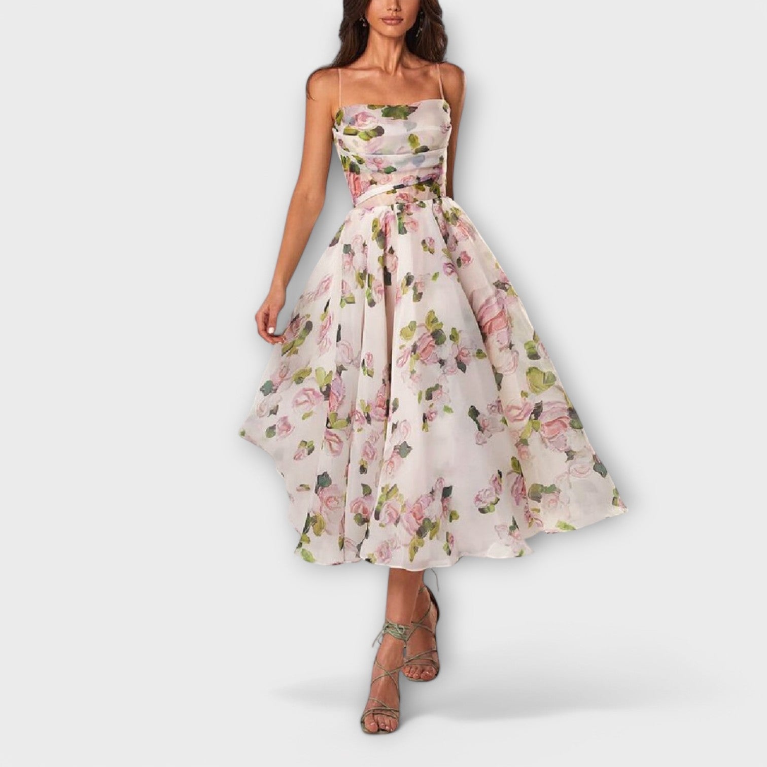 Bergette - Elegantes Chiffon Midikleid Rosa