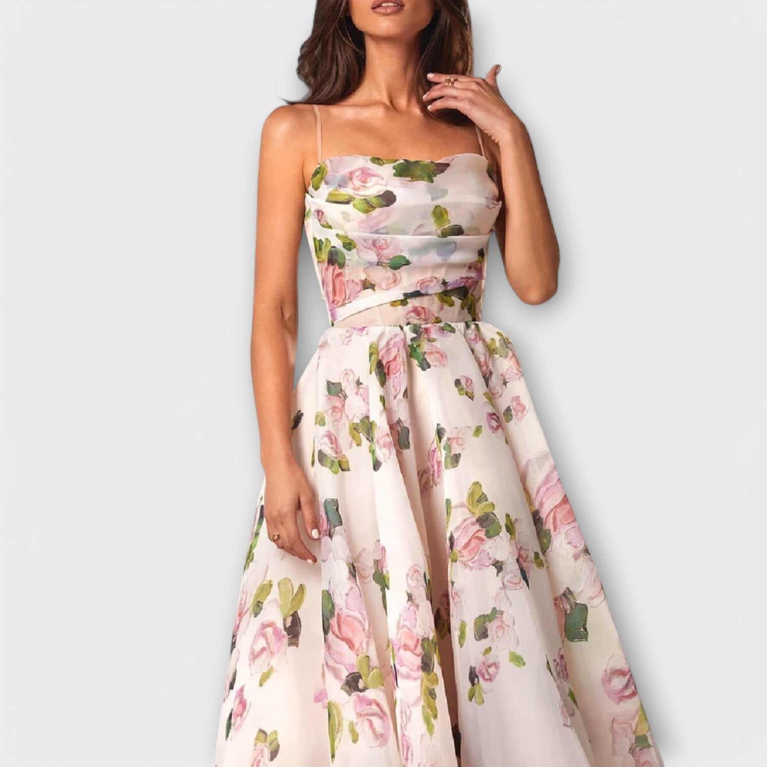 Bergette - Elegantes Chiffon Midikleid Rosa 2