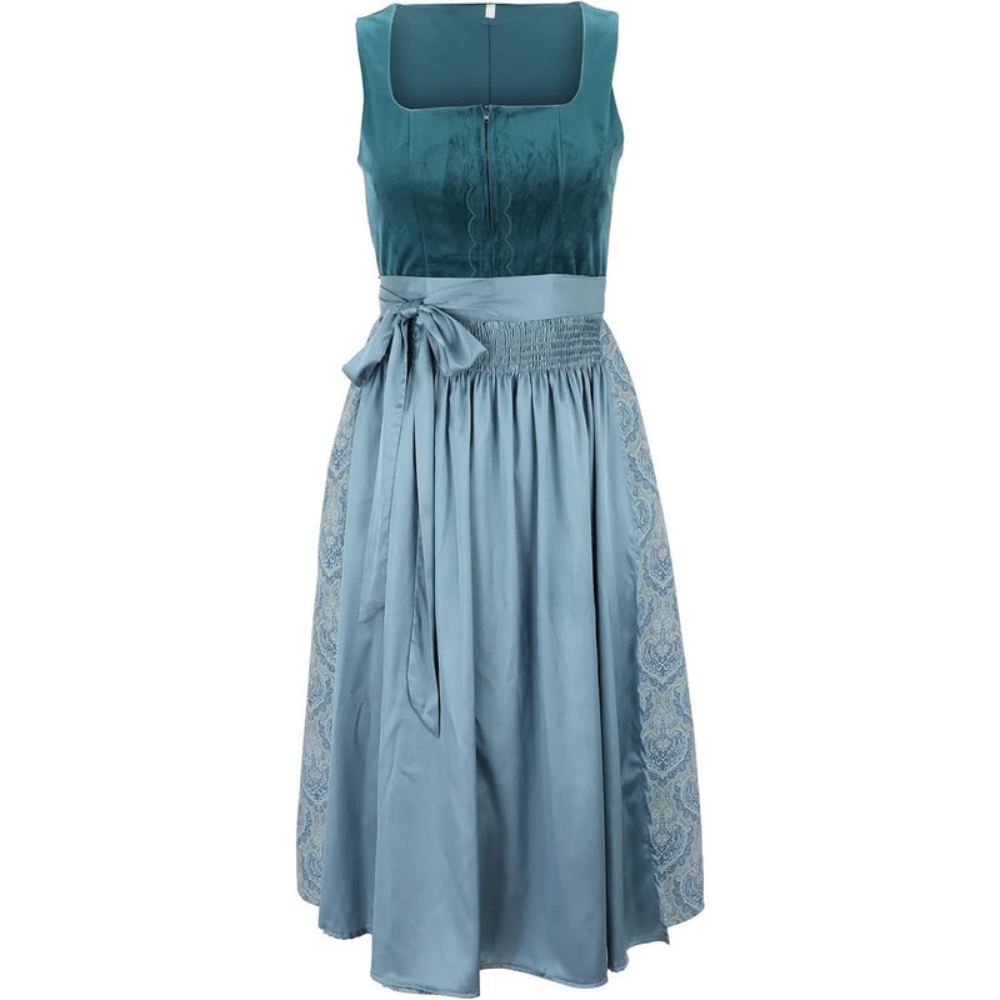 Bernadette - Damen besticktes Vintage Dirndl Kleid Marineblau