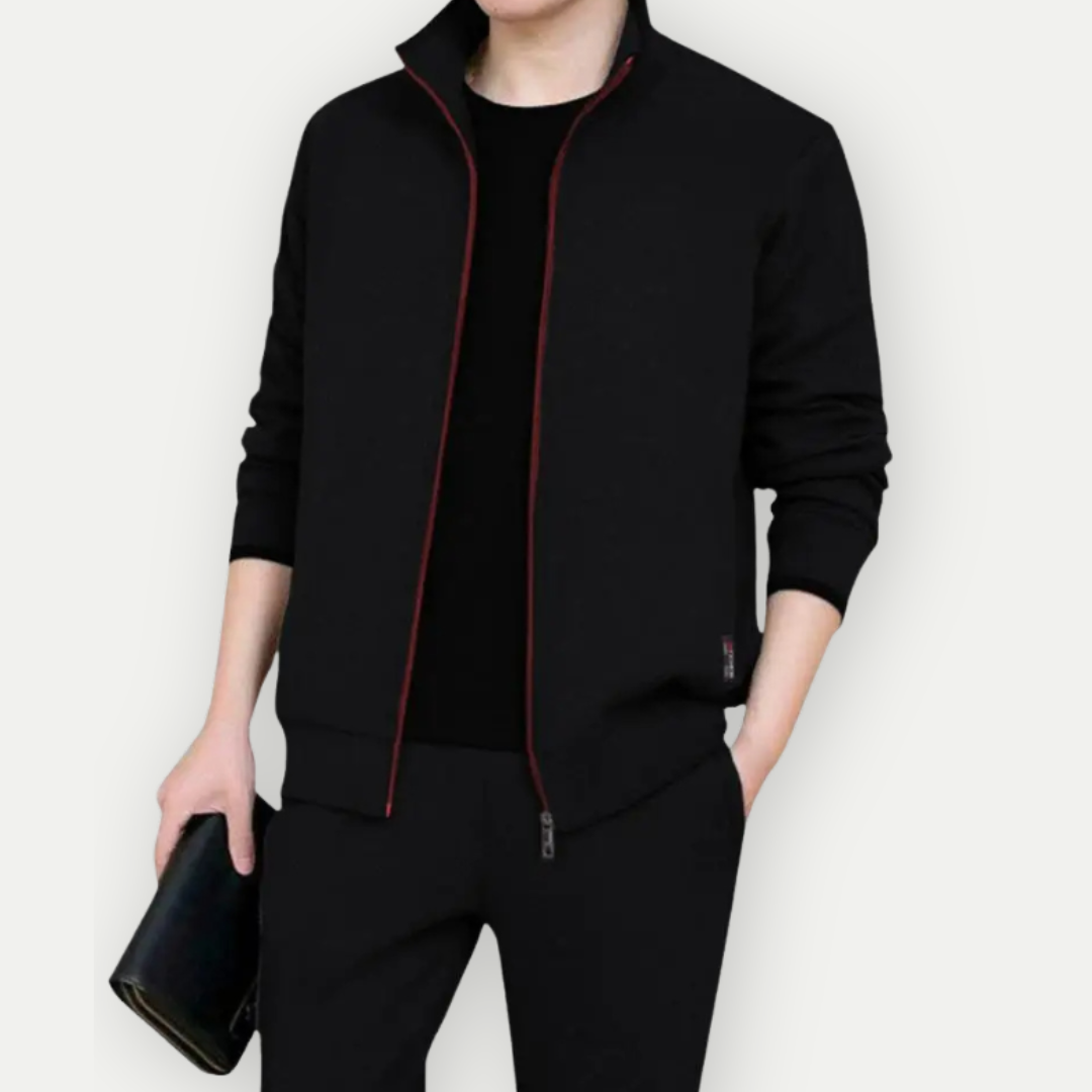 Bernhard - Herren Zip-Up Jacke und Hose Set Schwarz