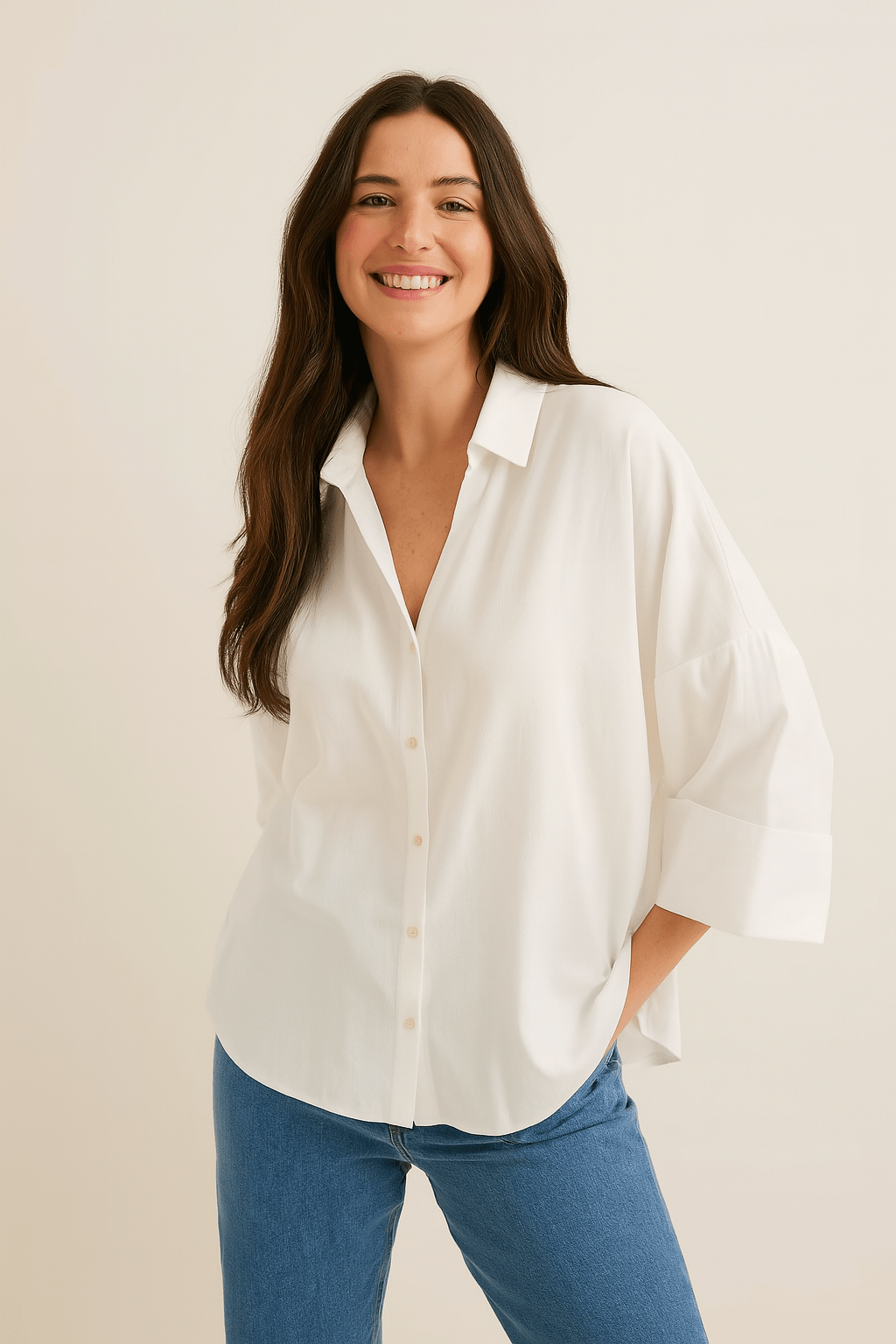 Berta- Oversize Bluse gestreift mit Knöpfen 3