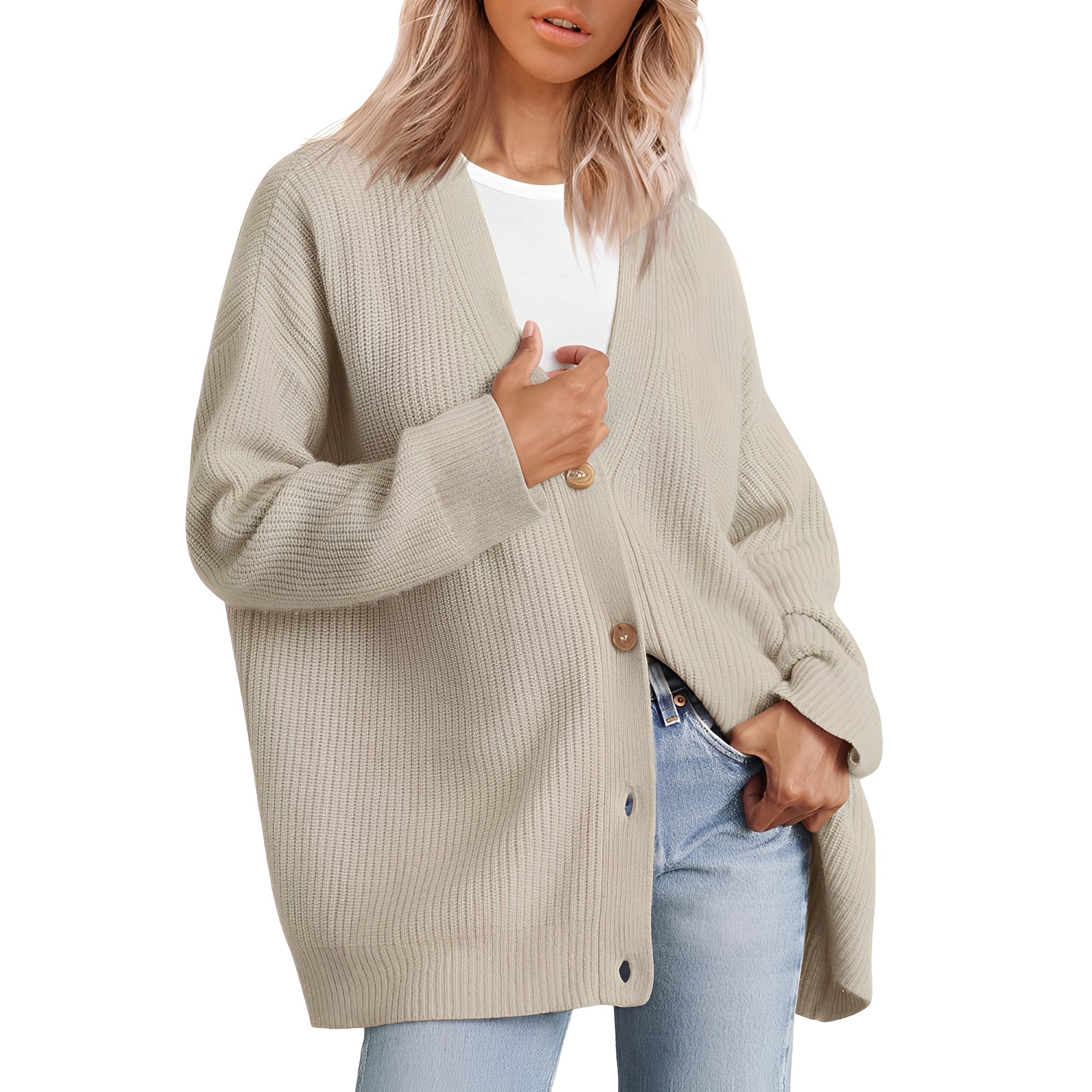 Bertha – Lockerer Oversize-Cardigan für Damen Beige
