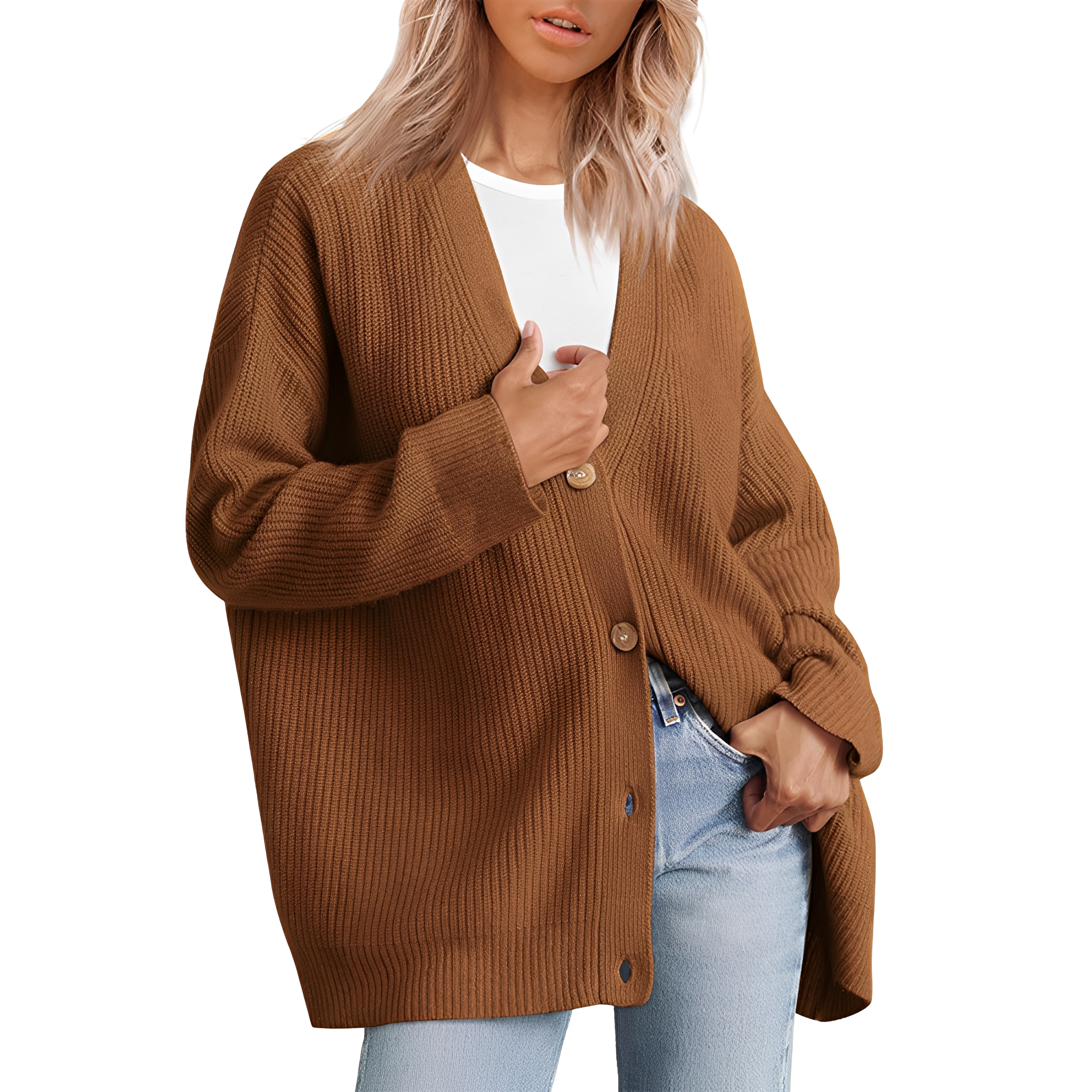 Bertha – Lockerer Oversize-Cardigan für Damen Braun