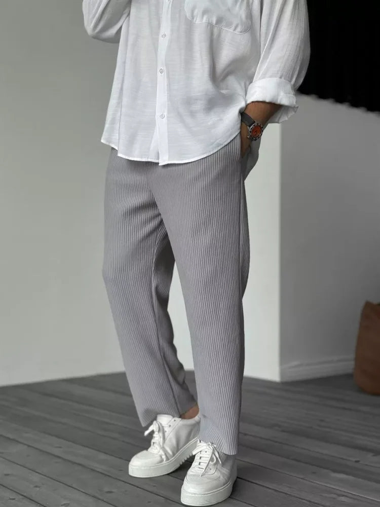 Bertold - Weiche gerippte Hose Herren Entspannte Passform Grau