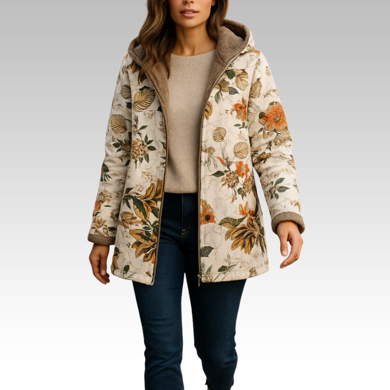 Bibiane - Warme Jacke mit Fleecefutter Beige