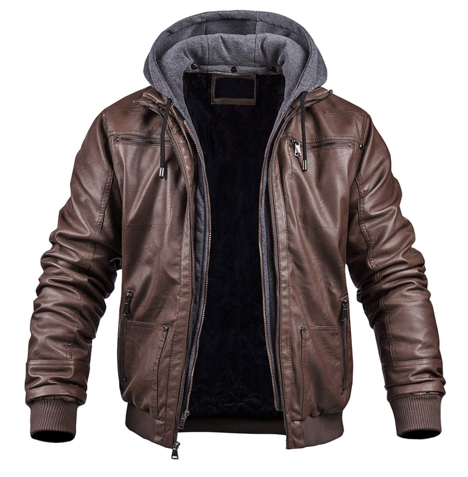 Innozenz - Stilvolle Premium Herren Leder Winterjacke mit Kapuze
