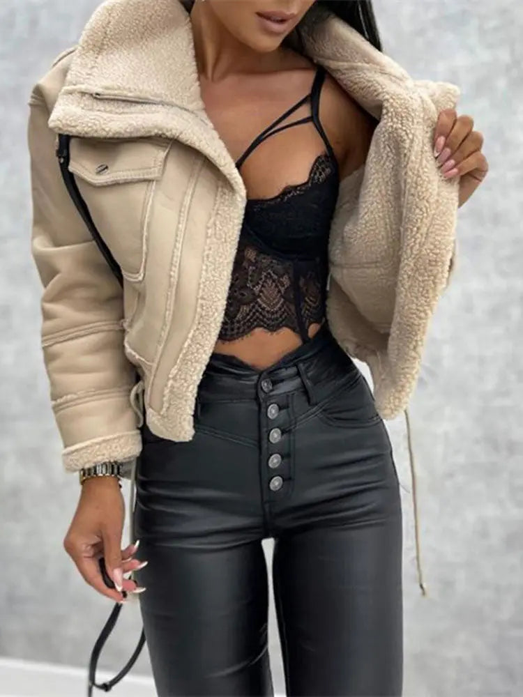 Quisella - Stilvolle Damen Kunstlederjacke