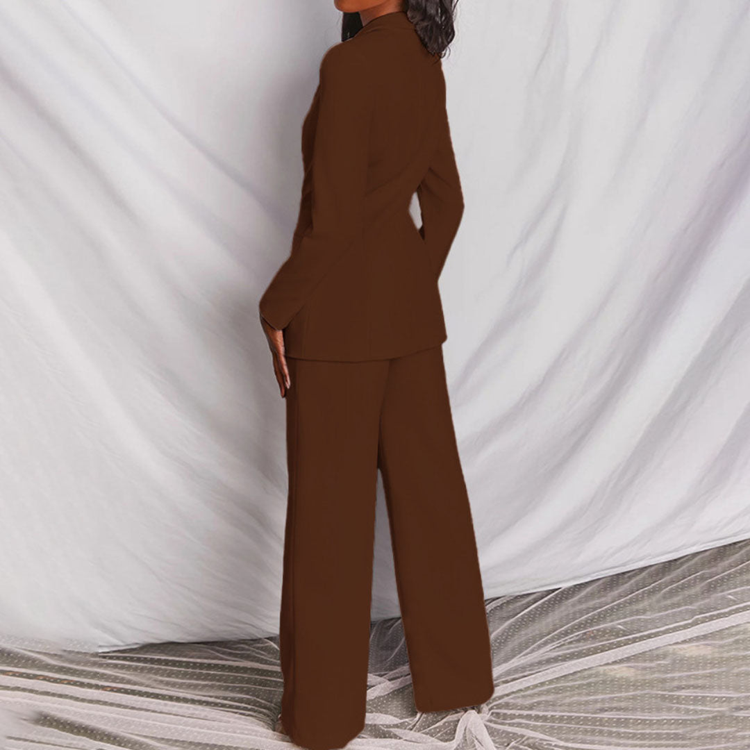 Blanka - Elegantes Blazer und Hosenset Kaffee
