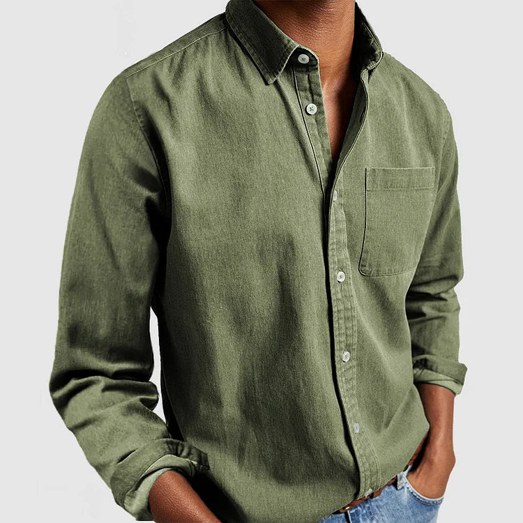 Boris – Jeanshemd Herren Langarm Klassisch Knopfleiste Modern 6