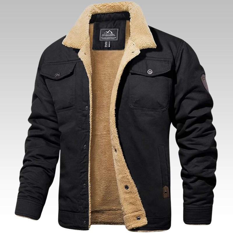 Brachtolf – Herren Bomberjacke modern mit Reißverschluss Schwarz