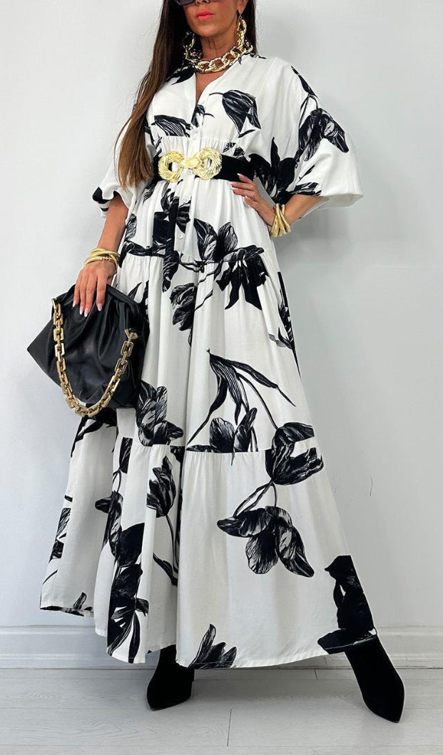 Brenda- Damen Maxikleid mit floralen Motiven und Gürtel Bunt 5-0-cib-0-cib-0-cib-0-cib-0-cib